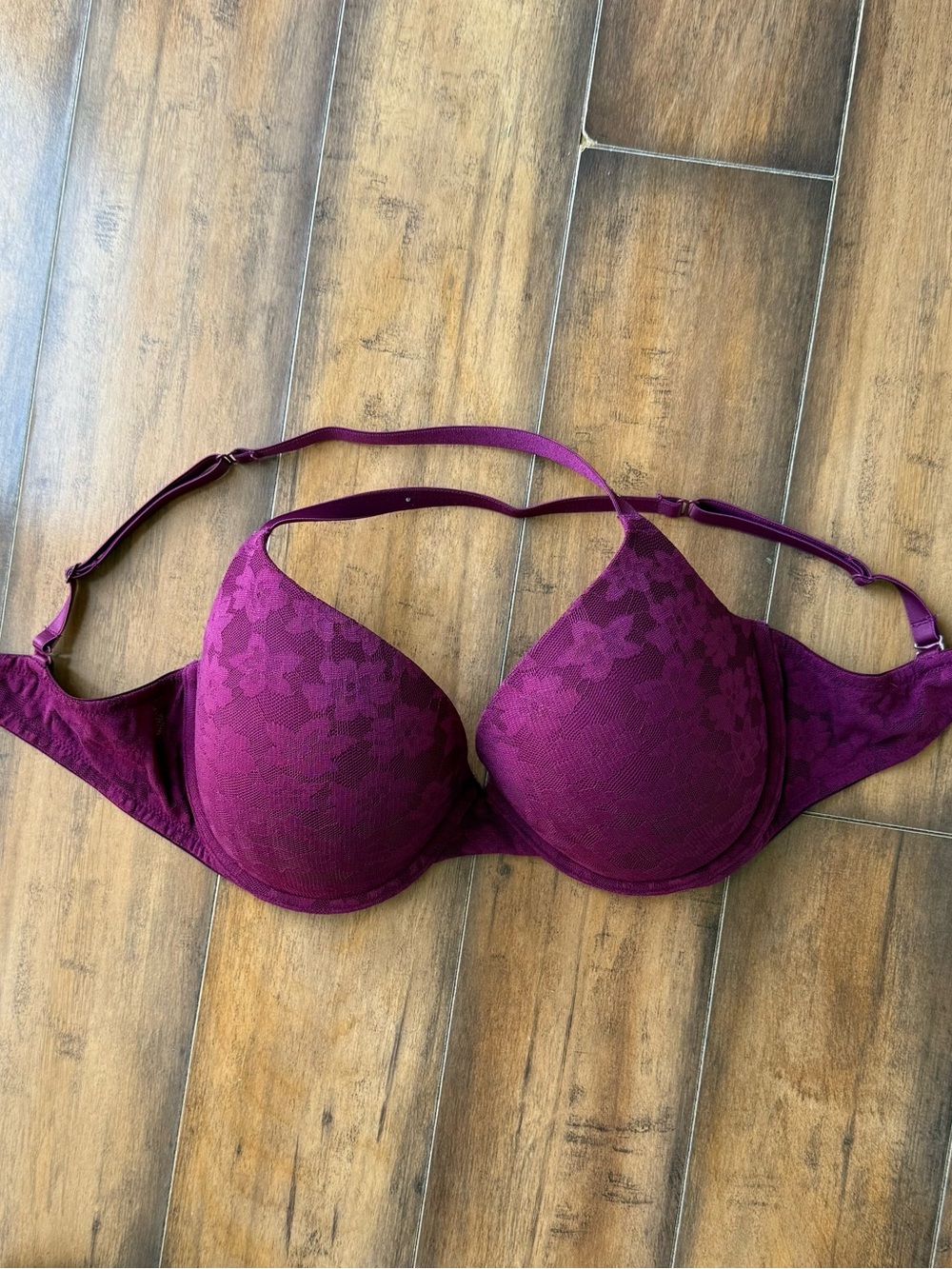 PINK Plum Lace Pushup Bra, Size 34DD